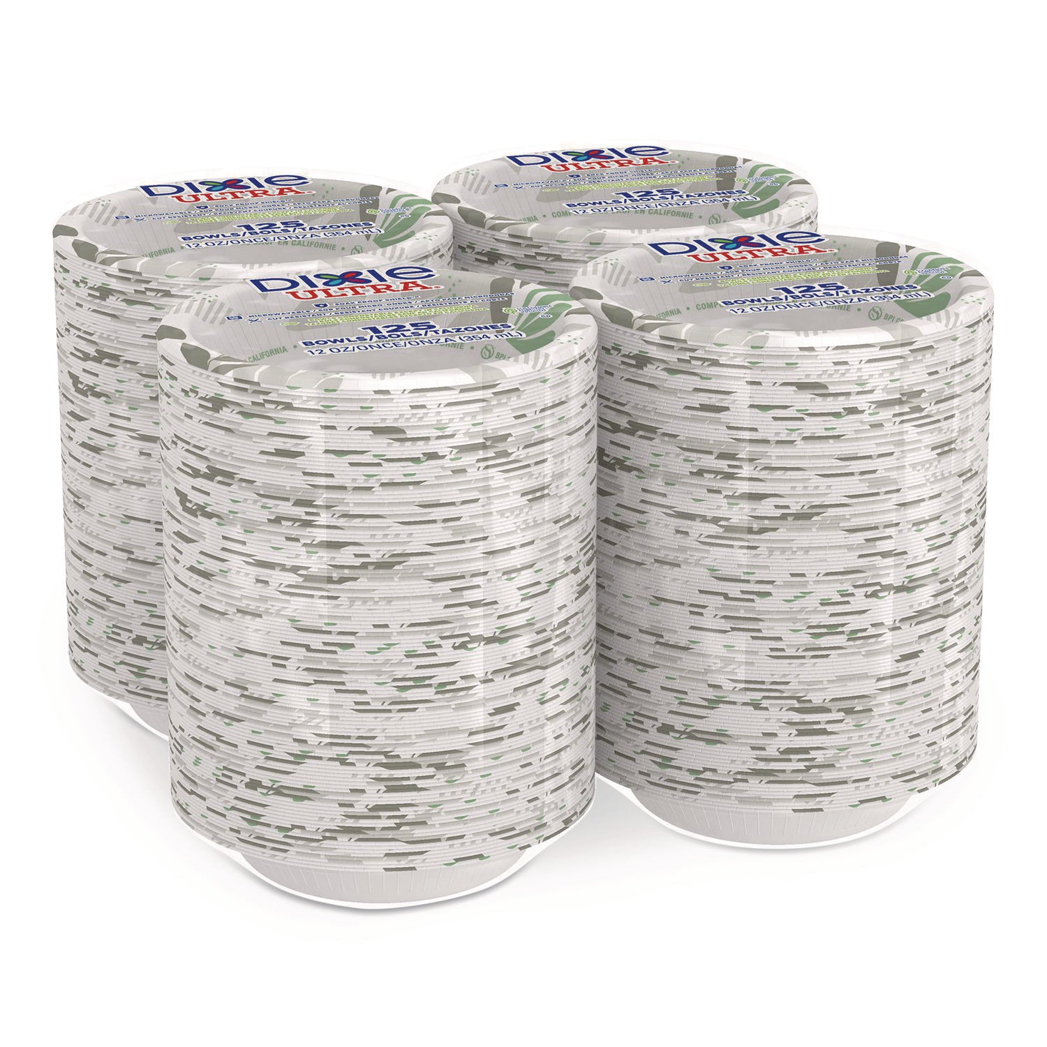 Pathways with Soak Proof Shield Heavyweight Paper Bowls, WiseSize, 12 oz, Green/Burgundy, 500/Carton