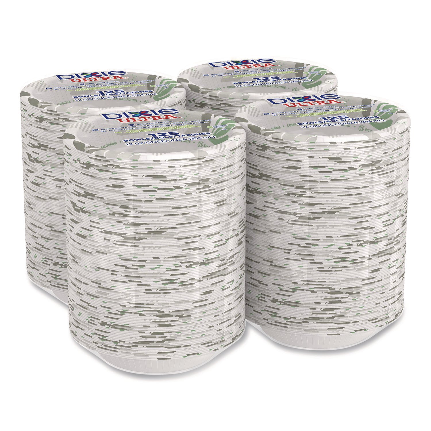 Pathways Heavyweight Paper Bowls, WiseSize, 12 oz, Green/Burgundy, 125/Pack