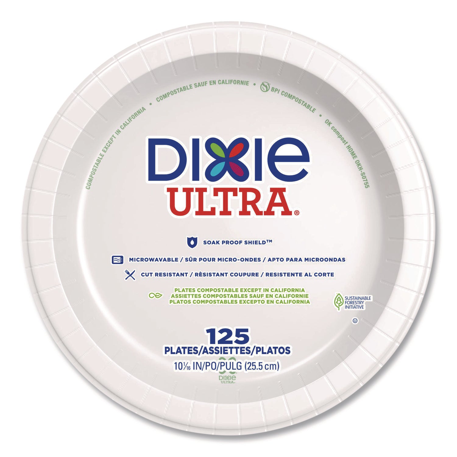 10" WHITE ULTRA STRONG PLATE 4/125
