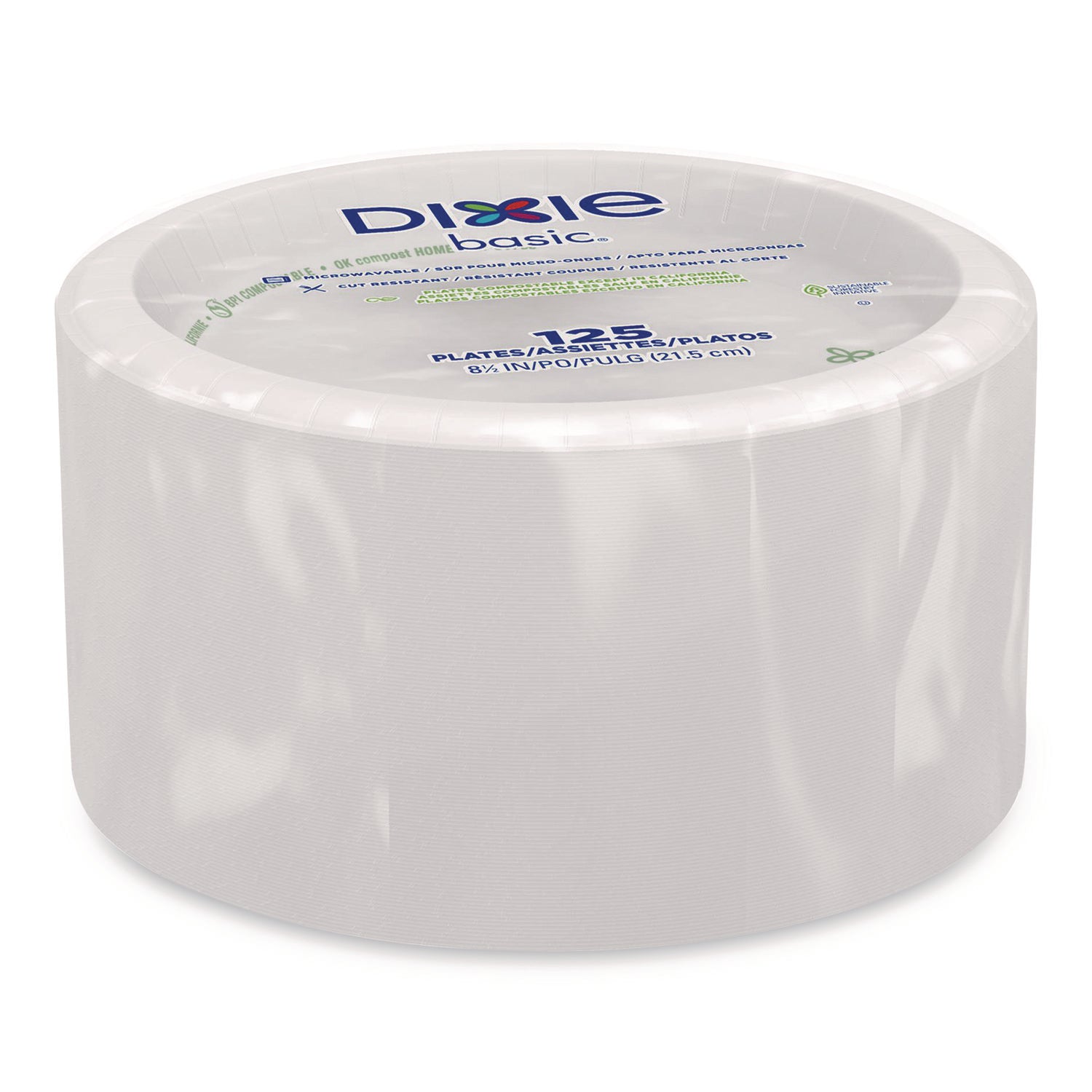 Paper Dinnerware, Plates, White, 8.5" dia, 125/Pack