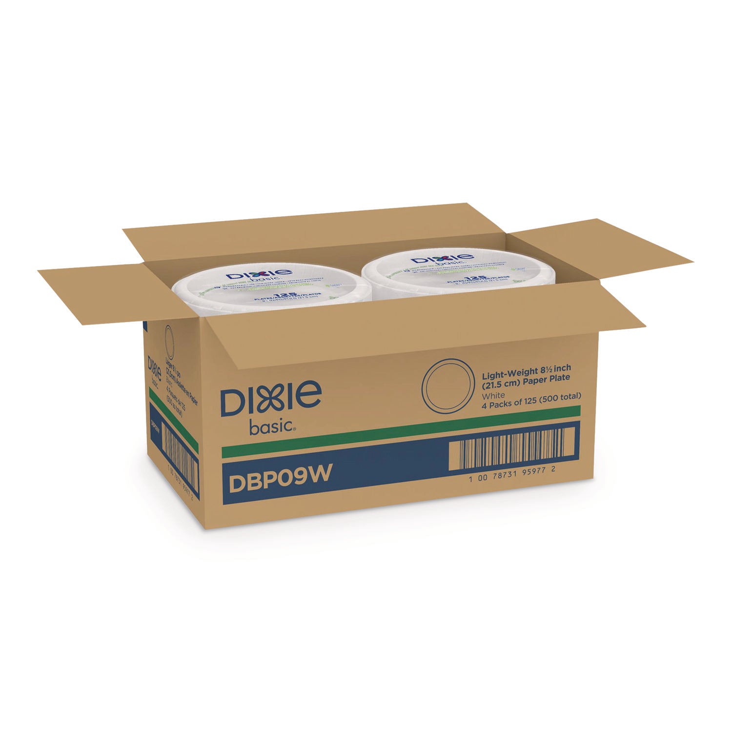 Paper Dinnerware, Plates, White, 8.5" dia, 125/Pack