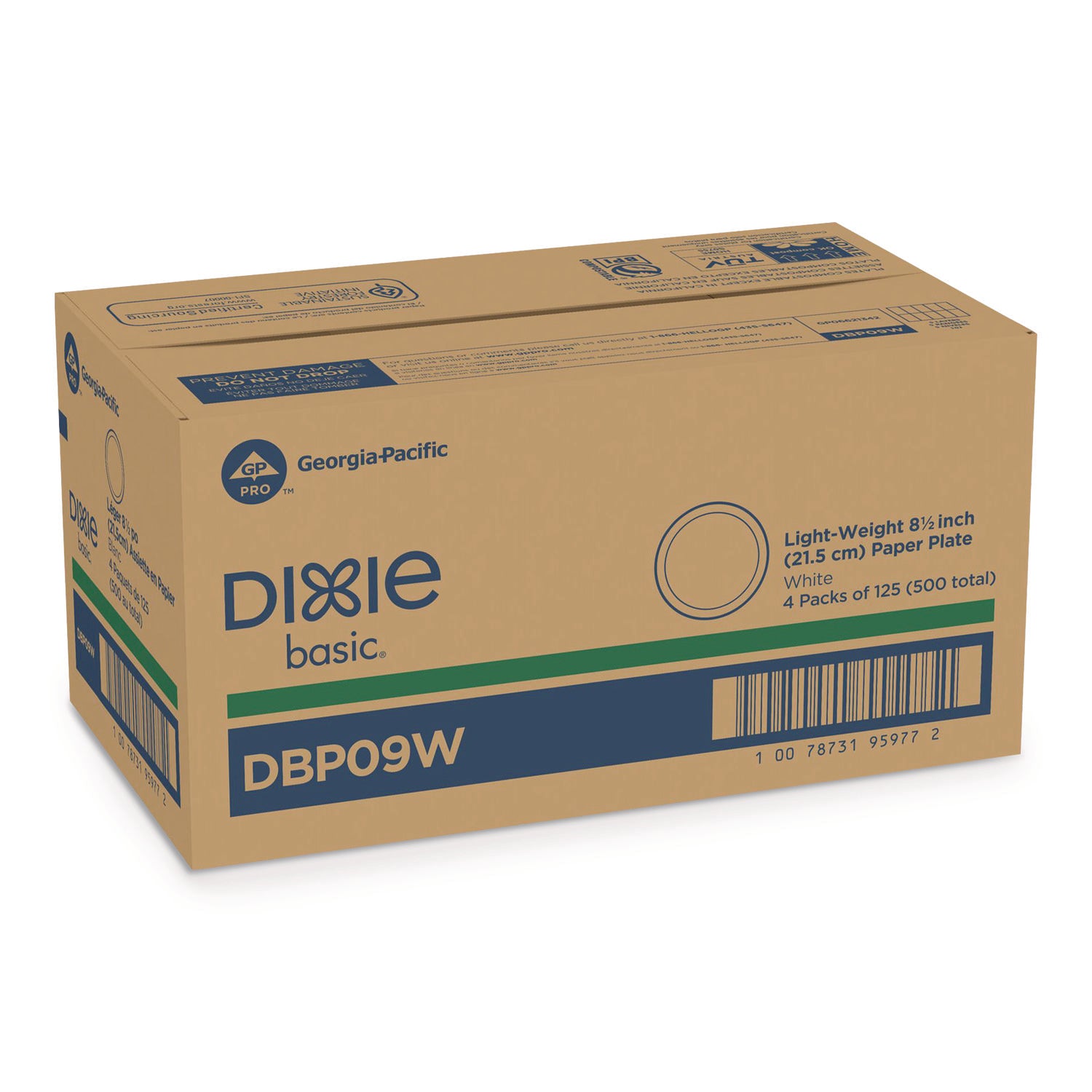 Paper Dinnerware, Plates, White, 8.5" dia, 125/Pack