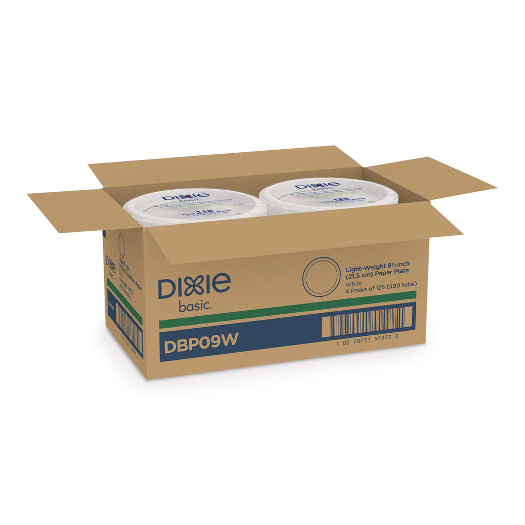 Paper Dinnerware, Plates, White, 8.5" dia, 125/Pack, 4/Carton