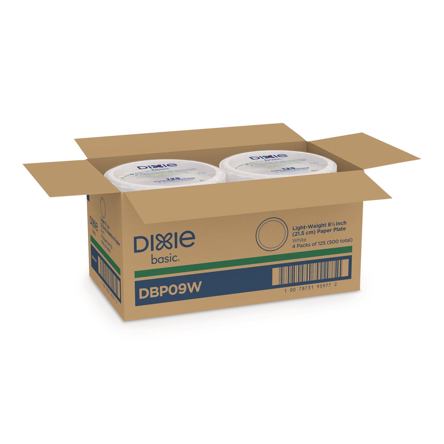 Paper Dinnerware, Plates, White, 8.5" dia, 125/Pack, 4/Carton