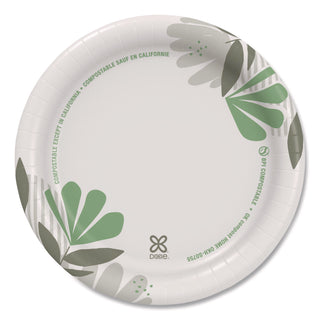 Pathways Soak-Proof Shield Mediumweight Paper Plates, WiseSize, 6.88" dia, Green/Burgundy, 125/Pack