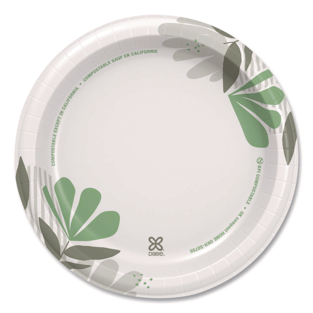 Pathways Soak-Proof Shield Mediumweight Paper Plates, WiseSize, 8.5" dia, Green/Burgundy, 125/Pack, 4 Packs/Carton