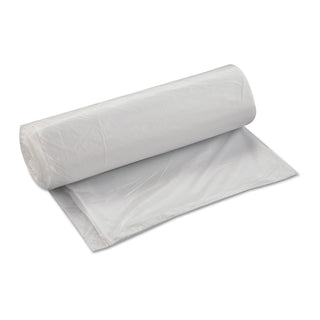 High-Density Commercial Can Liners, 45 gal, 17 mic, 40" x 48", Clear, 25 Bags/Roll, 10 Interleaved Rolls/Carton