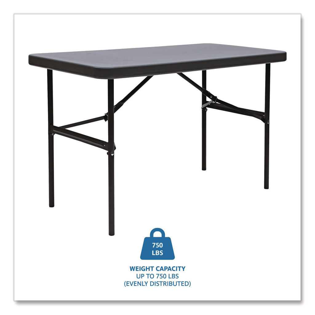 IndestrucTable Commercial Folding Table, Rectangular, 48" x 24" x 29", Charcoal Top, Charcoal Base/Legs