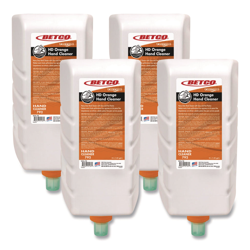 HD Orange Hand Cleaner Refill, Citrus Zest, 4 L Refill Bottle for Triton Dispensers, 4/Carton