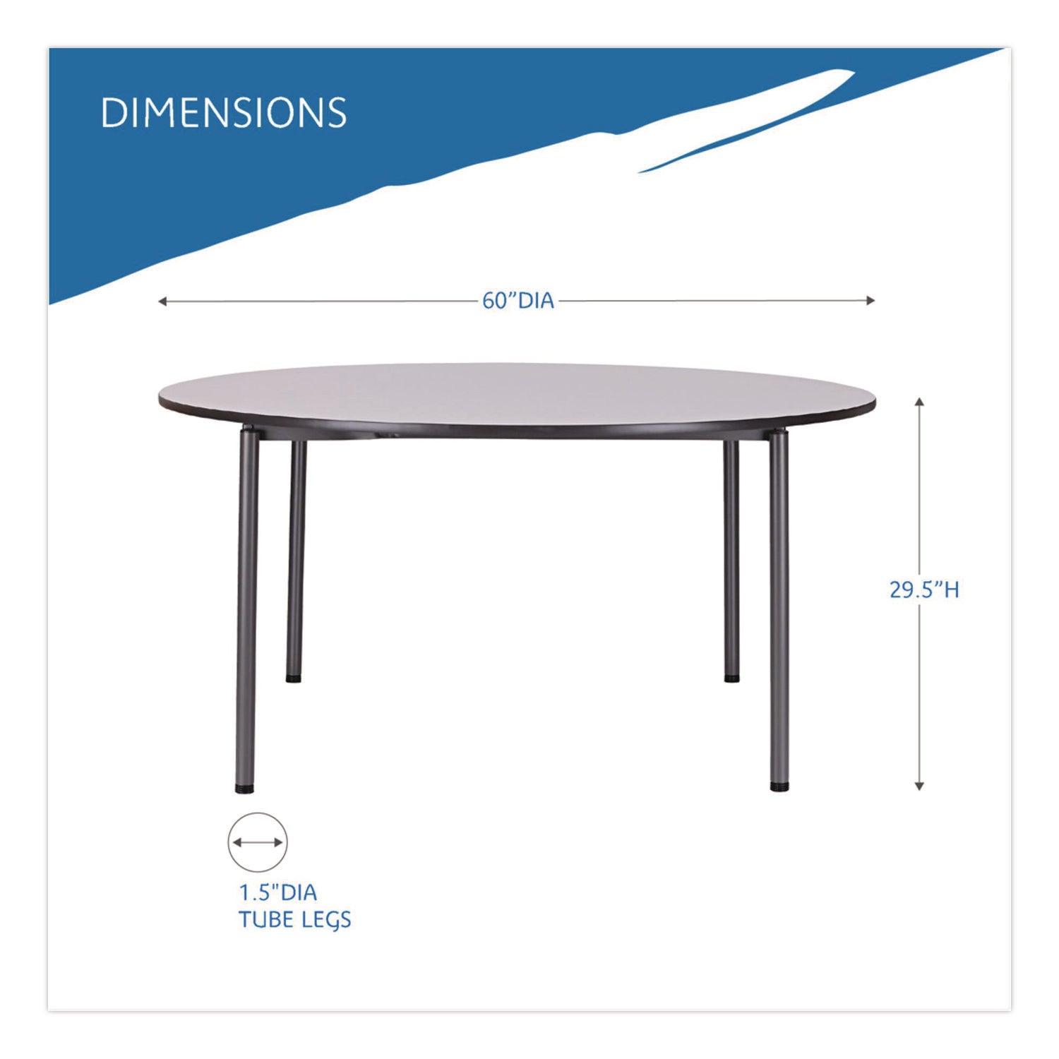 Maxx Legroom Wood Folding Table, Round, 60" x 29.5", Gray/Charcoal