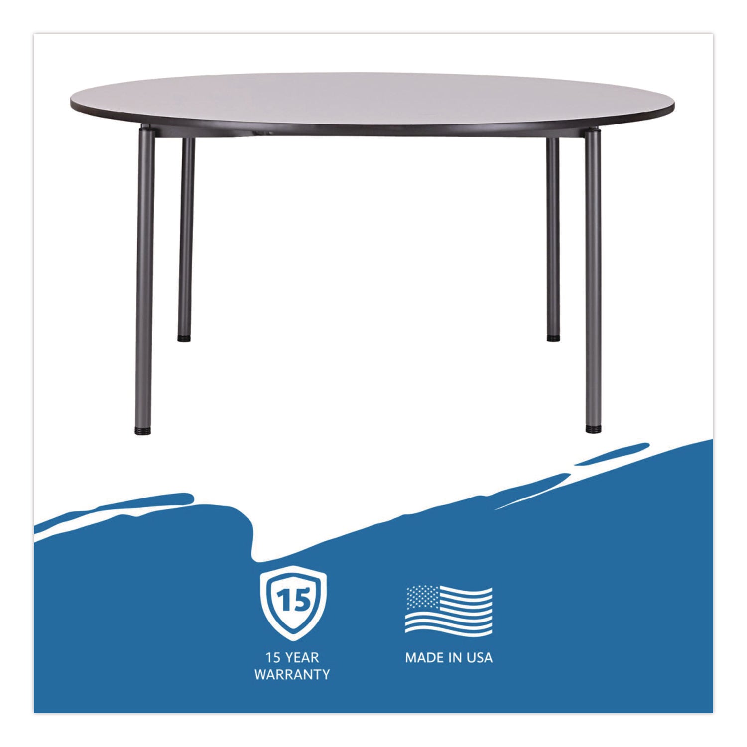 Maxx Legroom Wood Folding Table, Round, 60" x 29.5", Gray/Charcoal