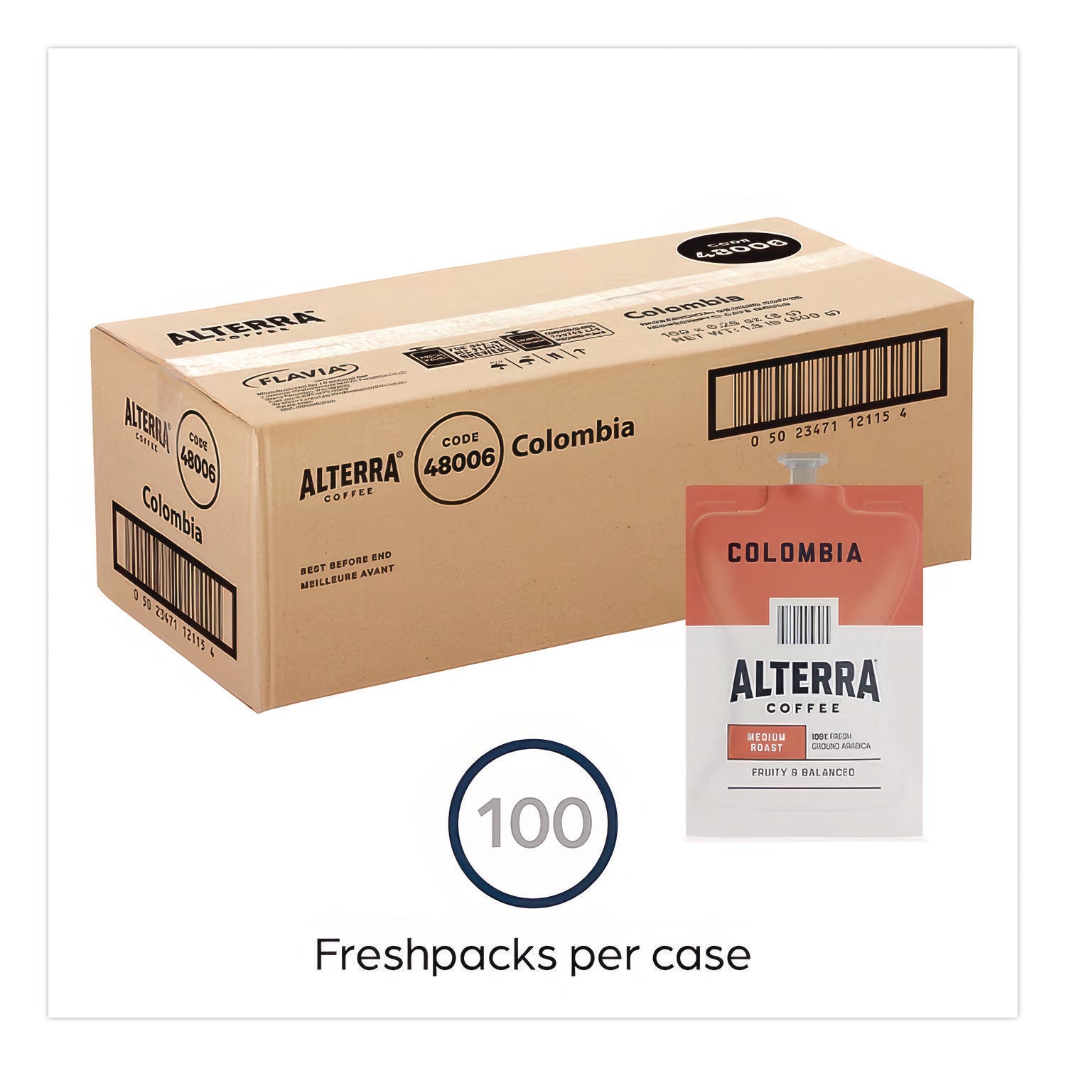 Coffee Freshpack Pods, Colombia, Medium Roast, 0.28 oz, 100/Carton