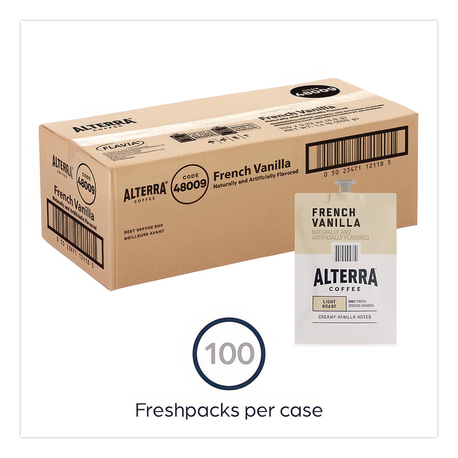 Coffee Freshpack Pods, French Vanilla, Medium Roast, 0.23 oz, 100/Carton
