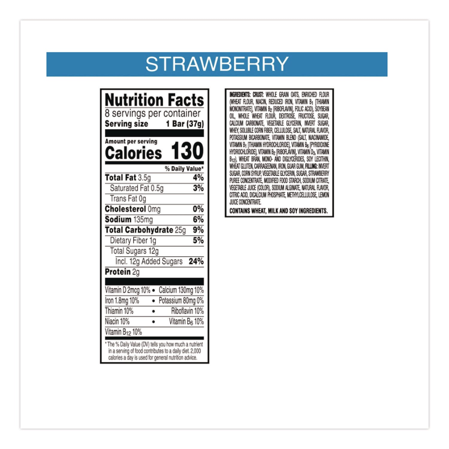 Nutri-Grain Soft Baked Breakfast Bars, Strawberry, 1.3 oz, 8/Box