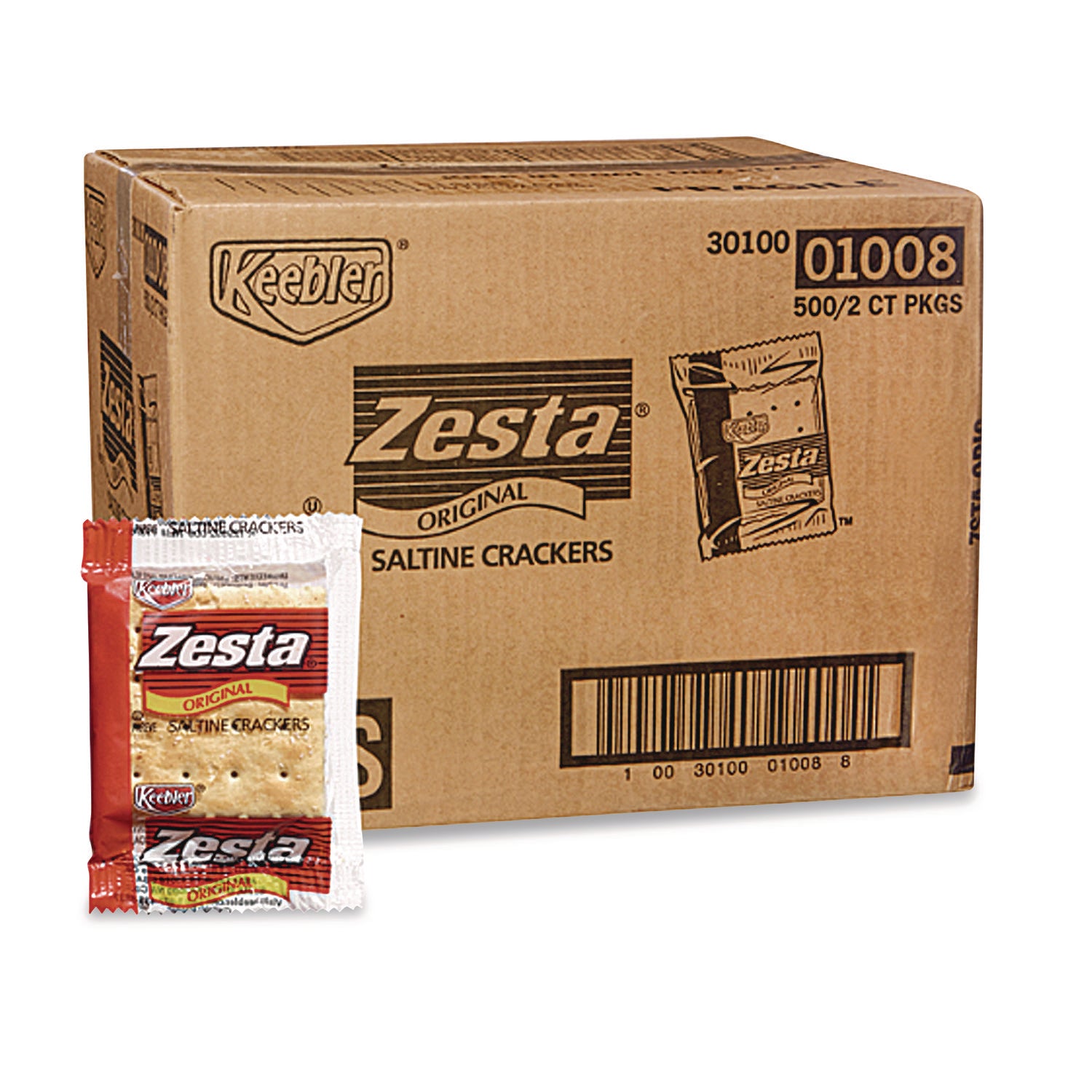 Zesta Saltine Crackers, 2 Crackers/Pack, 500 Packs/Carton