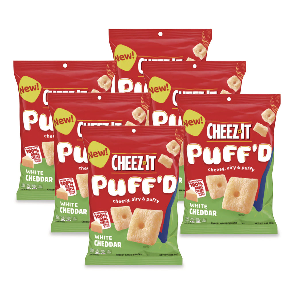 Puff'd Crackers, White Cheddar, 3 oz Bag, 6/Carton
