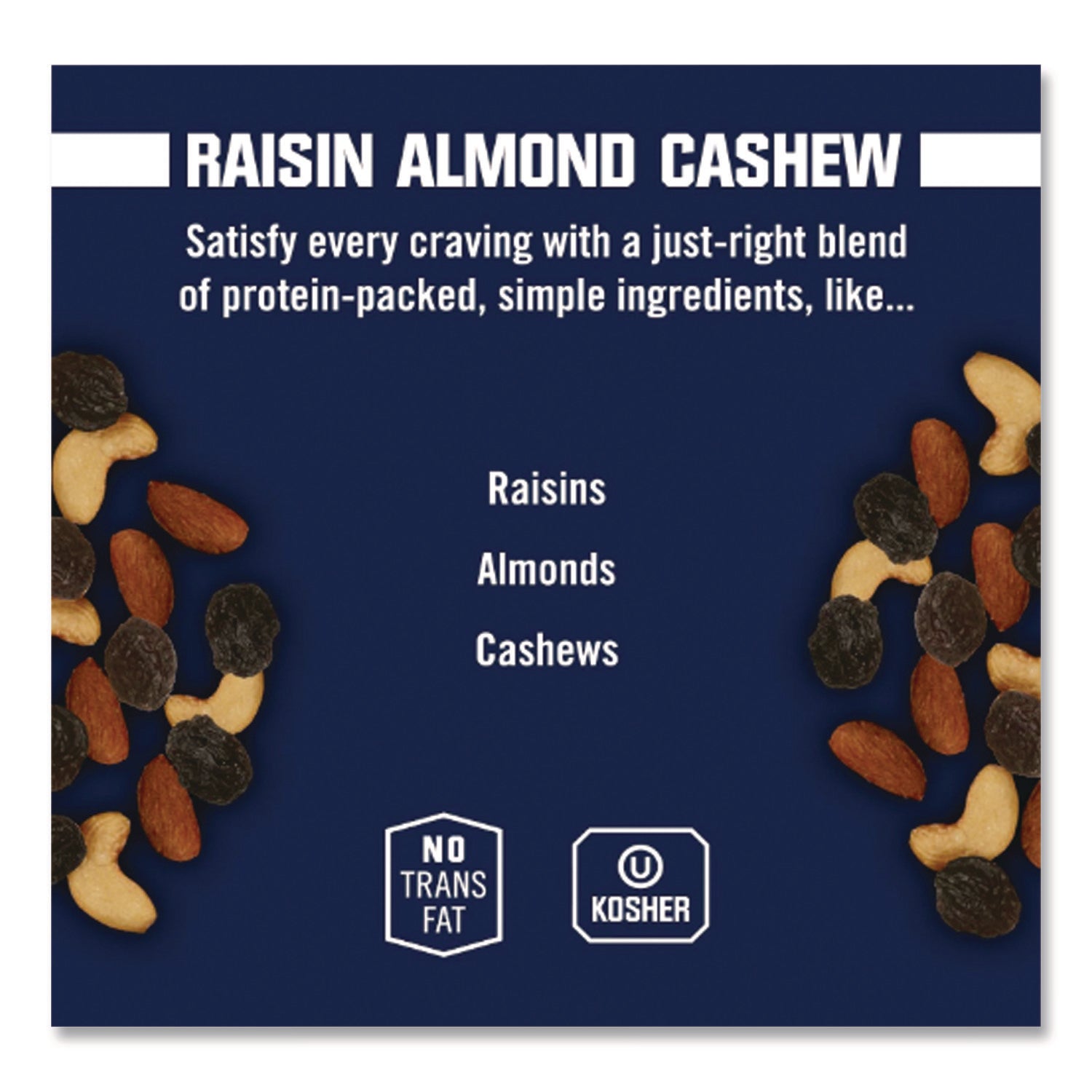 Fresh Harvest Trail Mix, Raisin Almond Cashew, 4.5 oz Bag, 12/Box