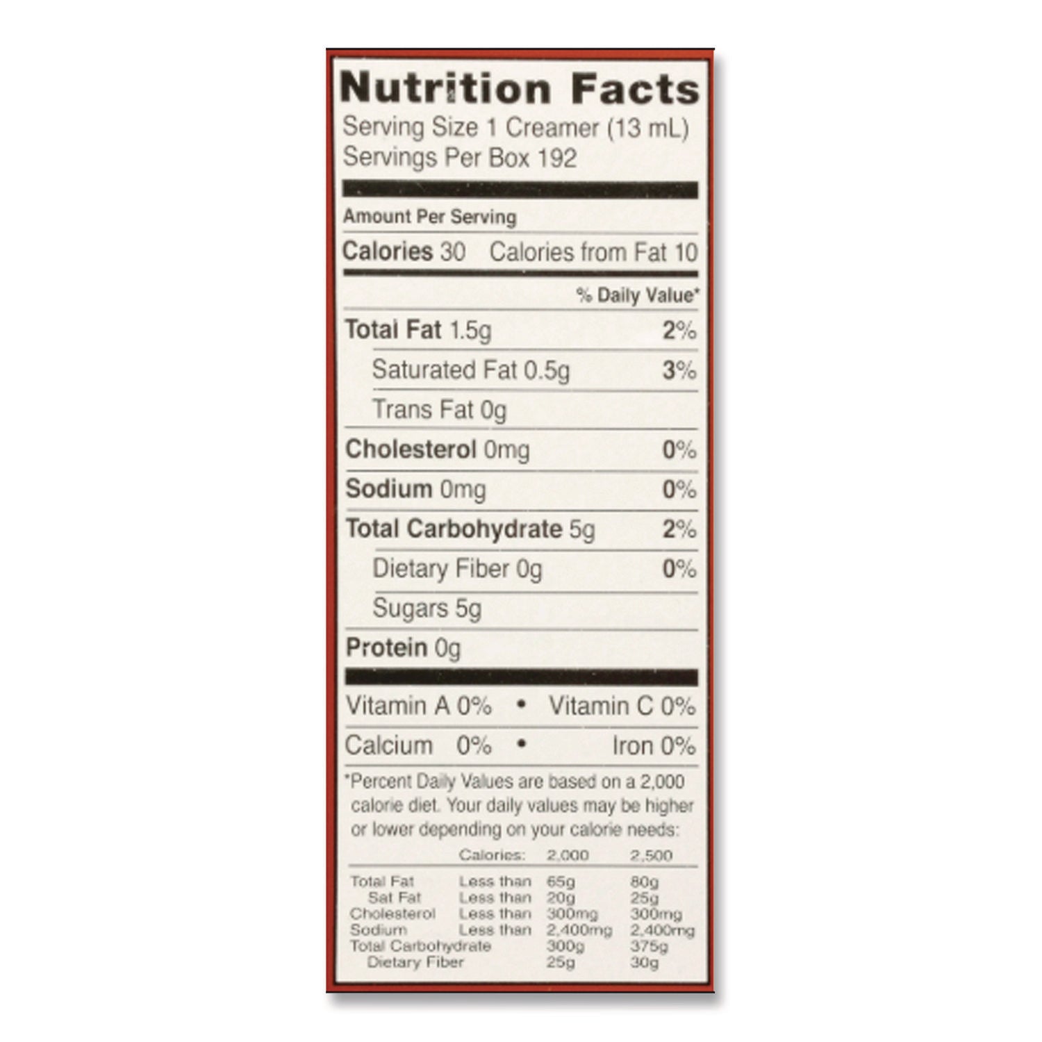 Flavored Liquid Non-Dairy Coffee Creamer, Hazelnut, 0.44 oz Cups, 192 Cups/Carton