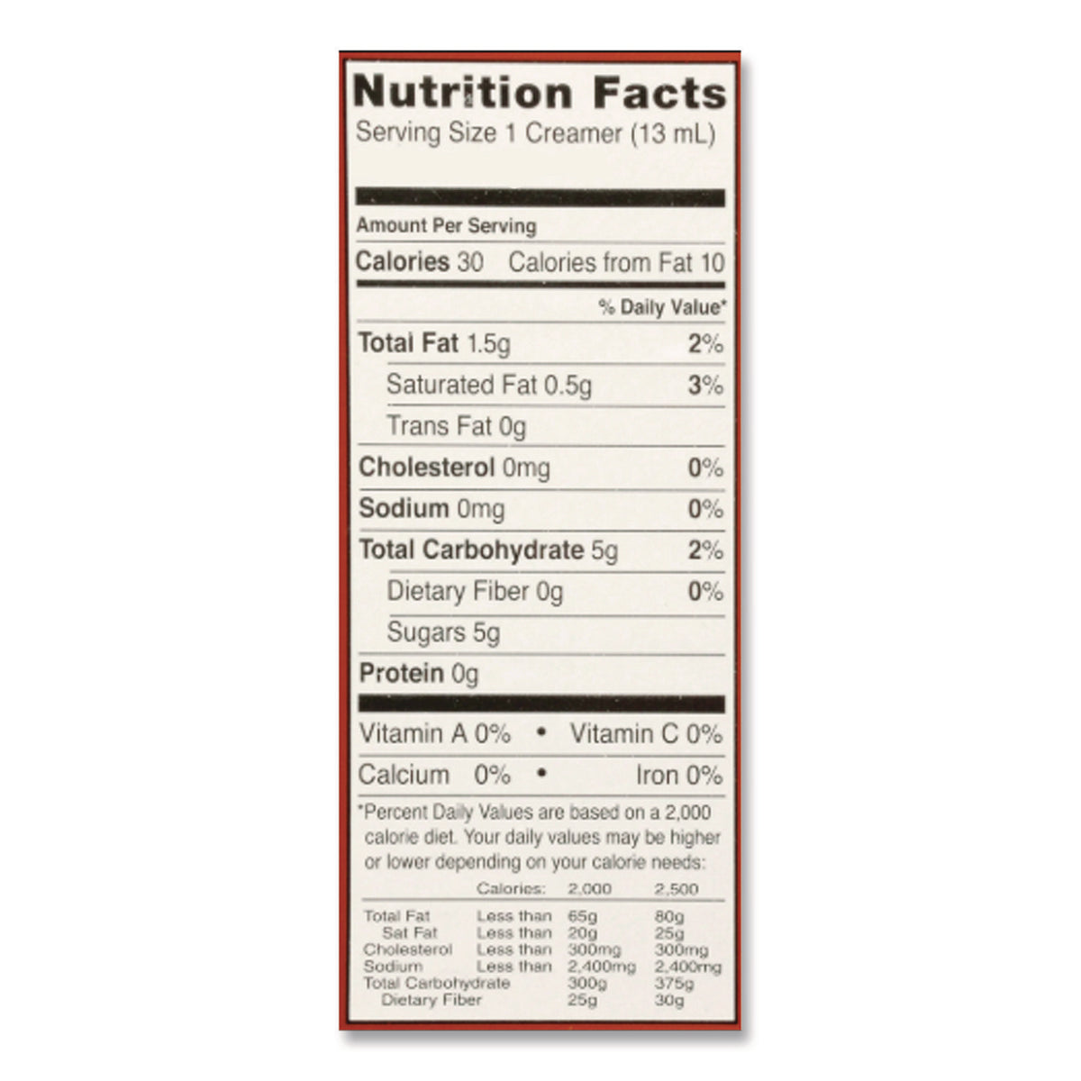 Coffee Creamer, Hazelnut, .44 oz Liquid, 24/Box, Sold as 1 Box, 24 Each per Box