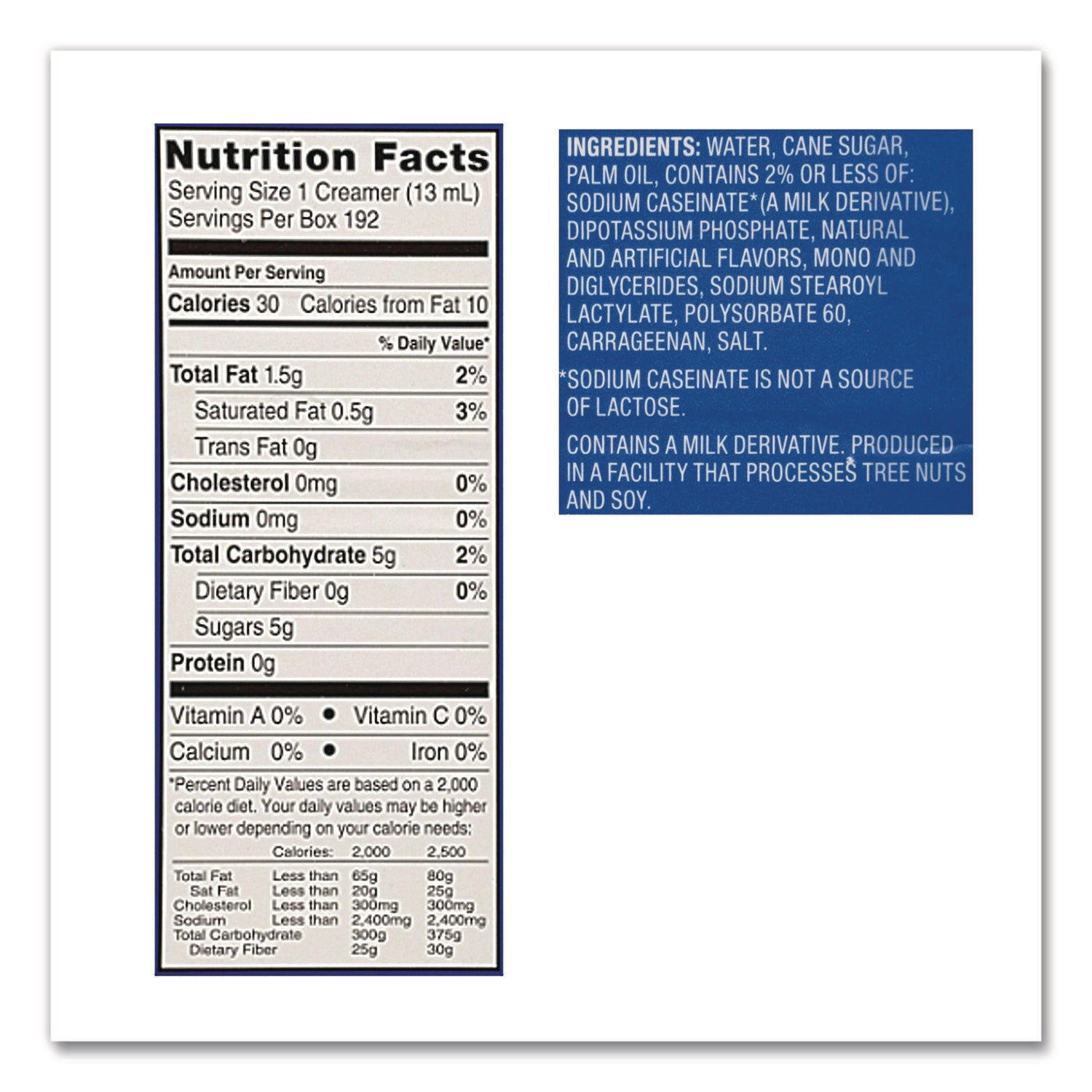 Flavored Liquid Non-Dairy Coffee Creamer, French Vanilla, 0.4375 oz Cup, 48/Box, Sold as 1 Box, 48 Each per Box