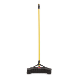Maximizer Push-to-Center Broom, Poly Bristles, 18 x 58.13, Steel Handle, Yellow/Black
