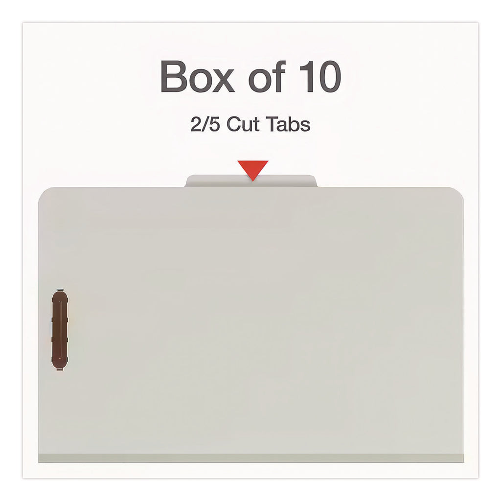 Four-Section Pressboard Classification Folders, 2" Expansion, 1 Divider, 4 Fasteners, Legal Size, Light Green, 10/Box