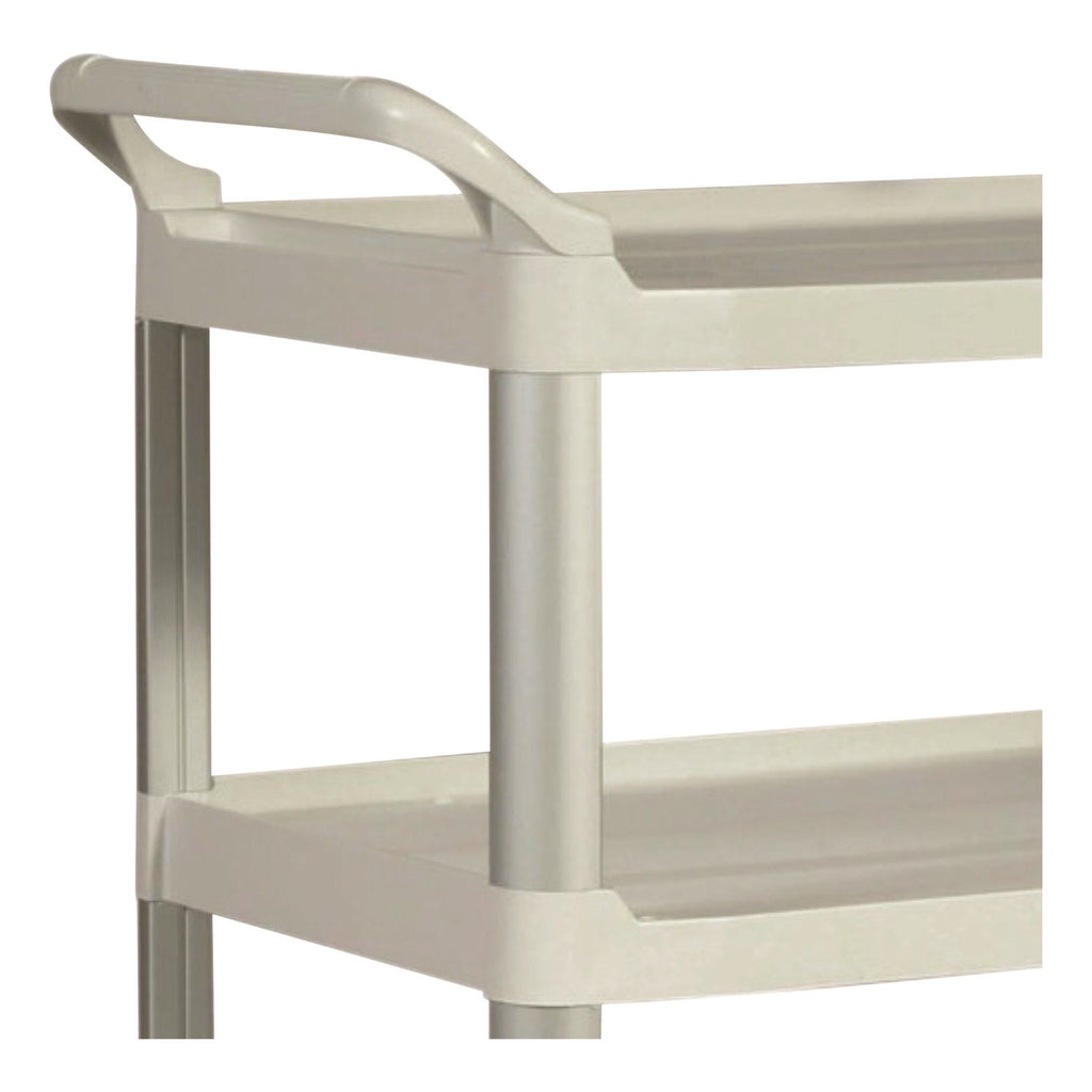 Xtra Utility Cart with Open Sides, Plastic, 3 Shelves, 300 lb Capacity, 40.63" x 20" x 37.81", Off-White