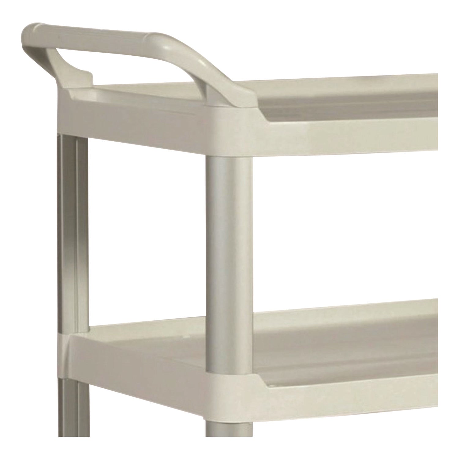 Xtra Utility Cart with Open Sides, Plastic, 3 Shelves, 300 lb Capacity, 40.63" x 20" x 37.81", Off-White