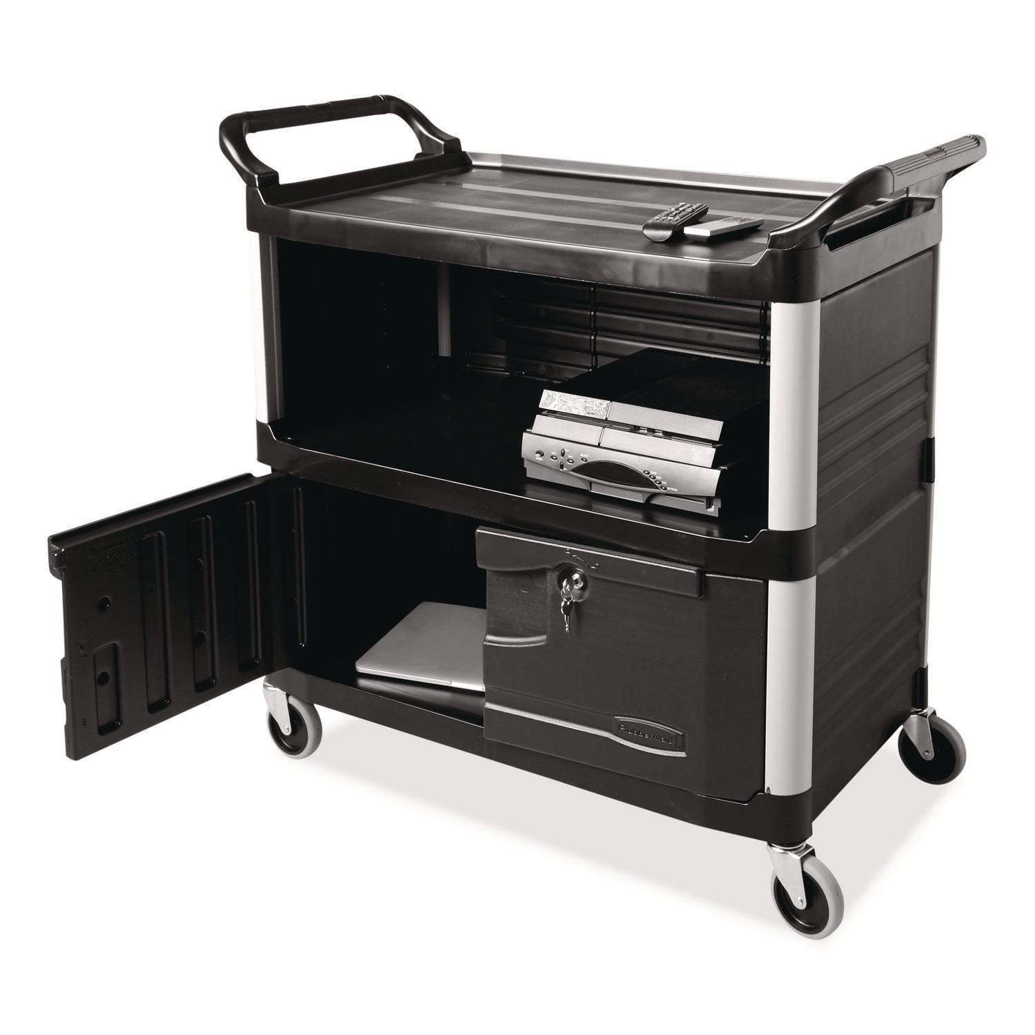 Xtra Equipment Cart, 300-lb Cap, Three-Shelf, 20-3/4w x 40-5/8d x 37-4/5h, Black
