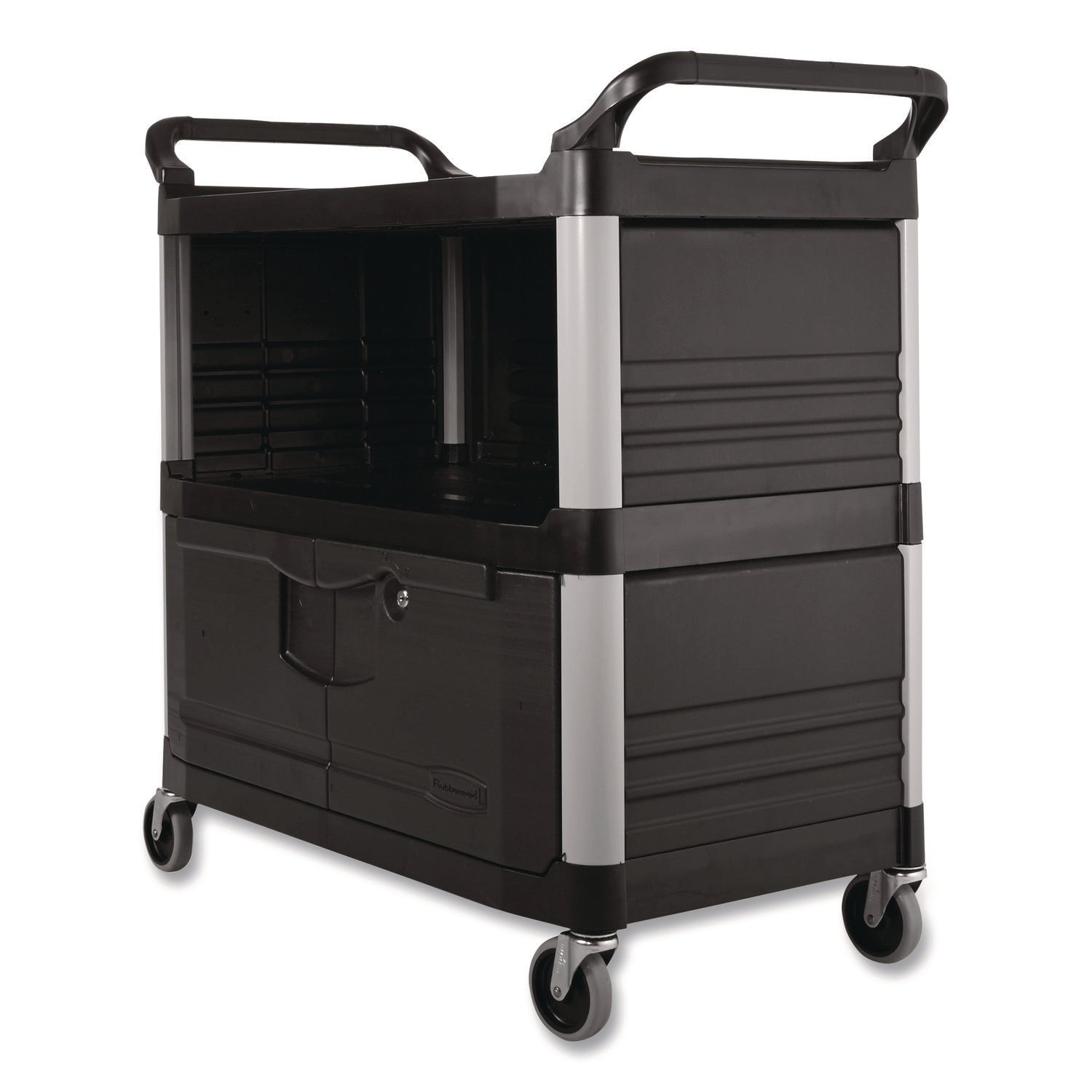Xtra Equipment Cart, 300-lb Cap, Three-Shelf, 20-3/4w x 40-5/8d x 37-4/5h, Black