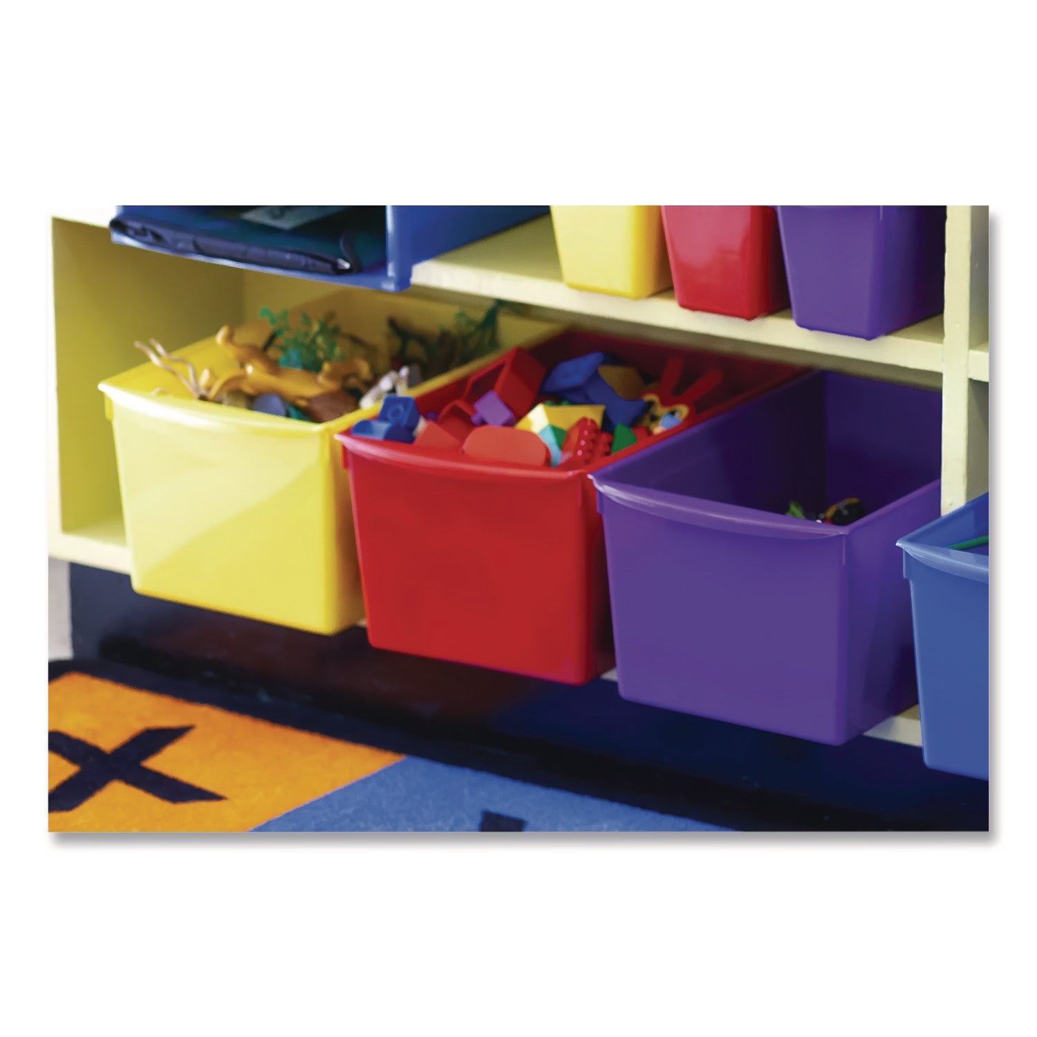 Double XL Wide Interlocking Book Bins, 9.2" x 14.5" x 7", Assorted Bright Colors, 6/Carton