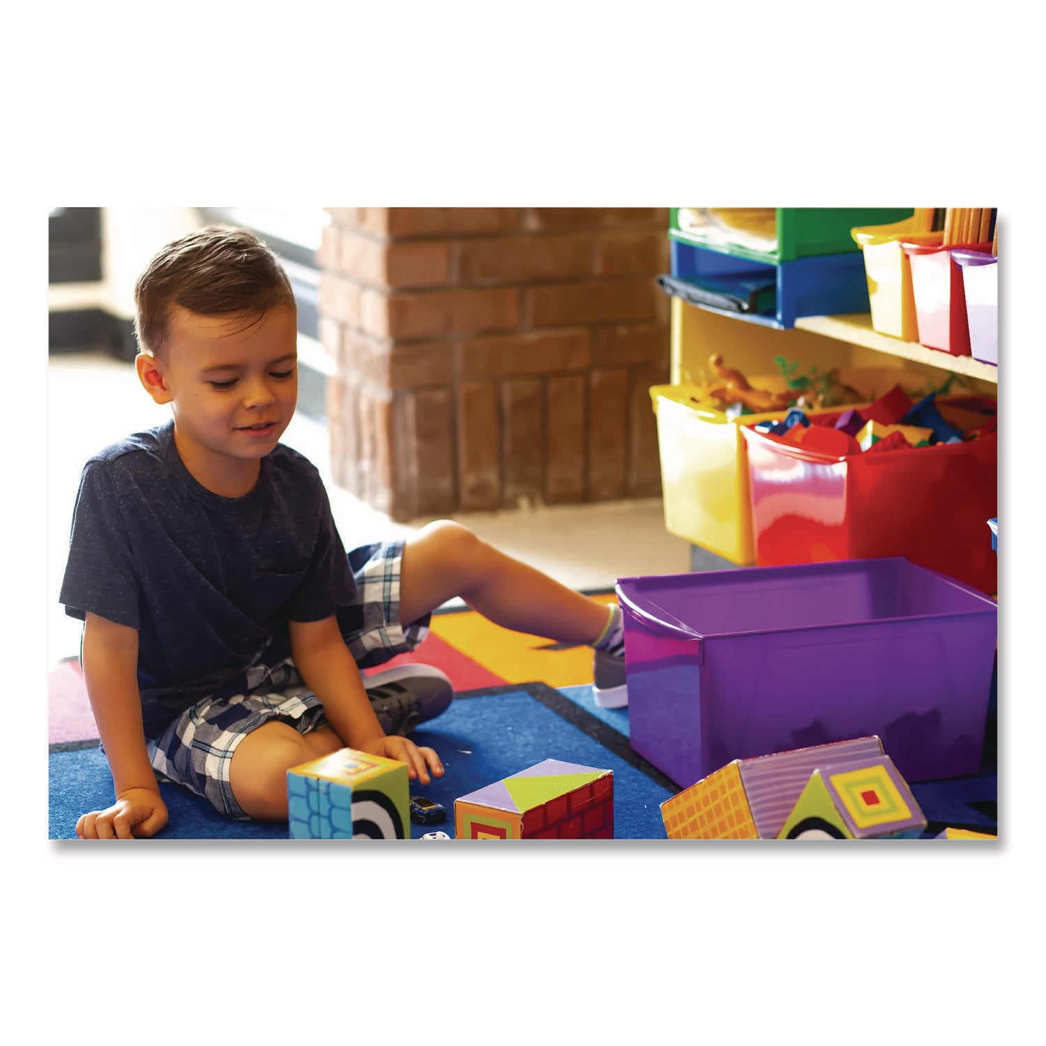 Double XL Wide Interlocking Book Bins, 9.2" x 14.5" x 7", Assorted Bright Colors, 6/Carton
