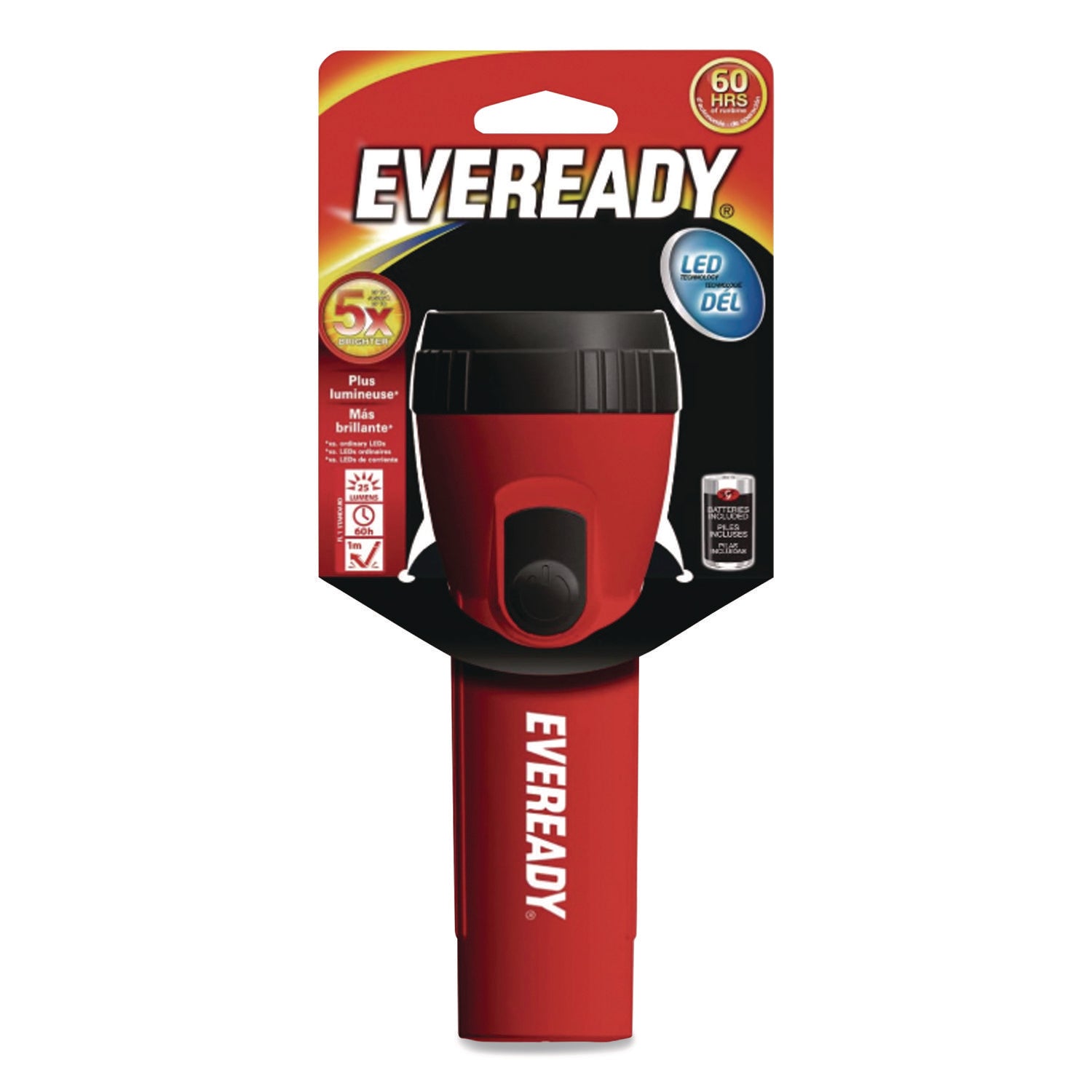 Industrial General Purpose LED Flashlight, 2 D (Sold Separately), Red