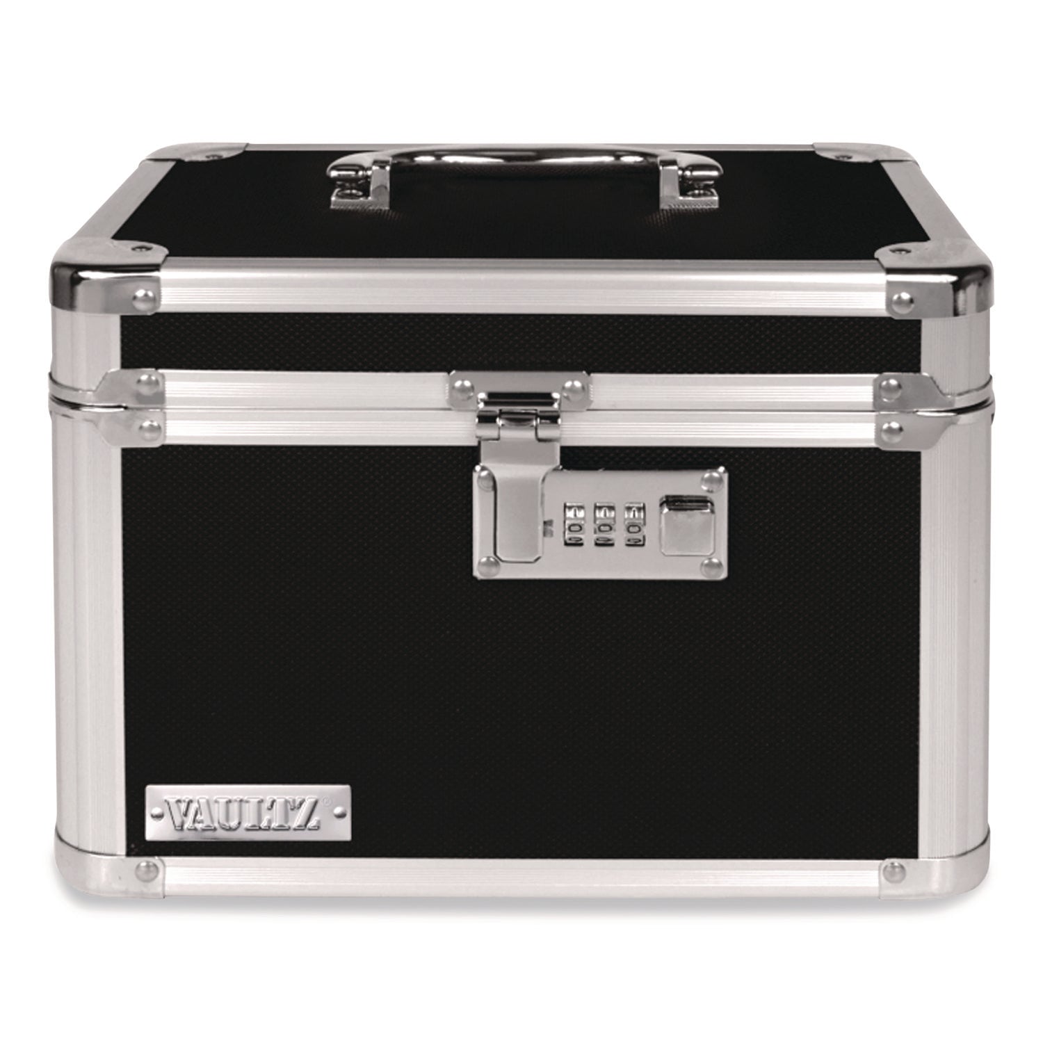 Latching Lid Locking Personal Security Box, Combination Lock, 10 x 7.5 x 7.75, Plastic; Steel; Aluminum, Black