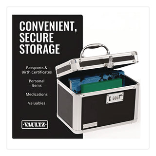 Latching Lid Locking Personal Security Box, Combination Lock, 10 x 7.5 x 7.75, Plastic; Steel; Aluminum, Black
