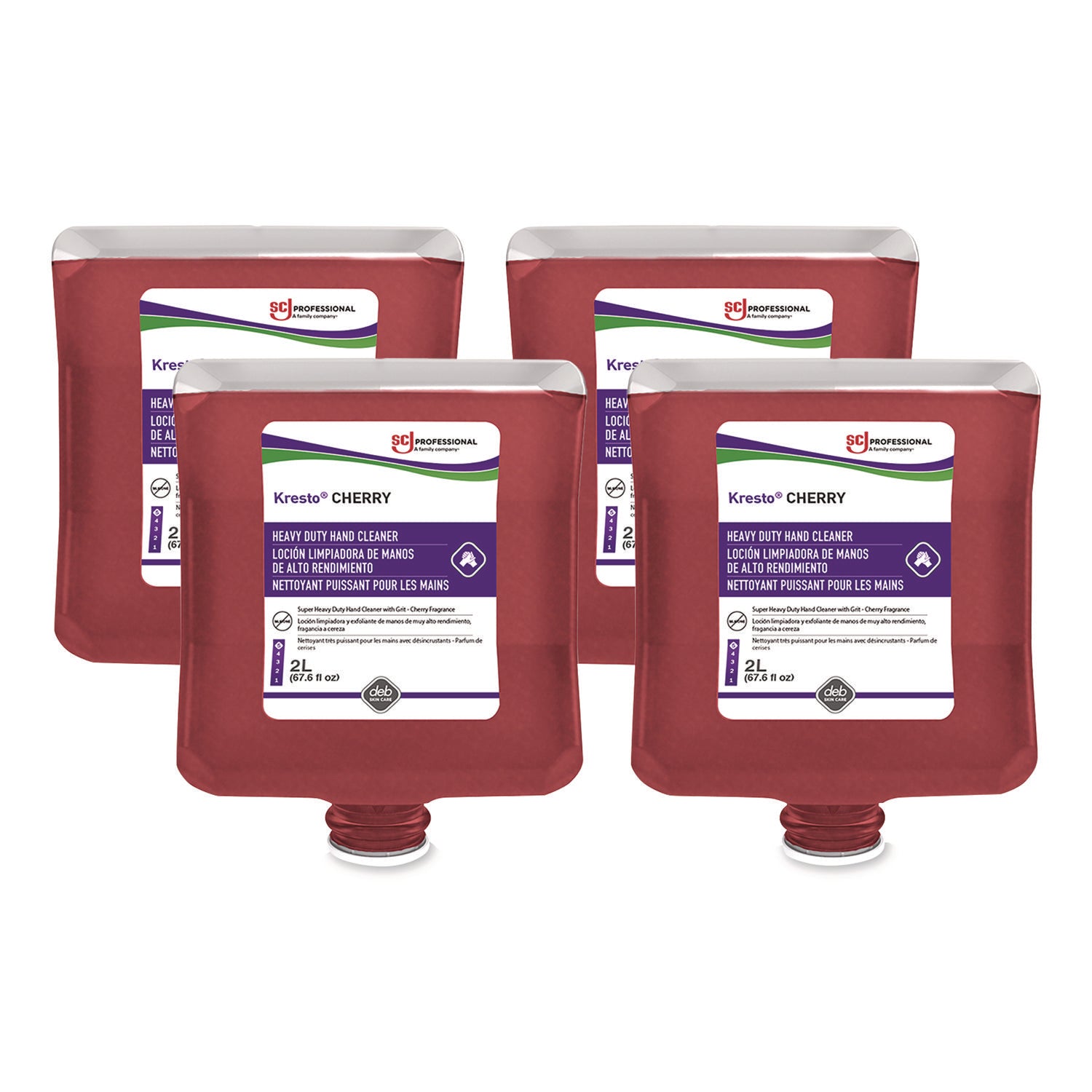 Kresto Cherry Heavy Duty Hand Cleaner Manual Cartridge, Cherry Scent, 2 L Cartridge Refill, 4/Carton