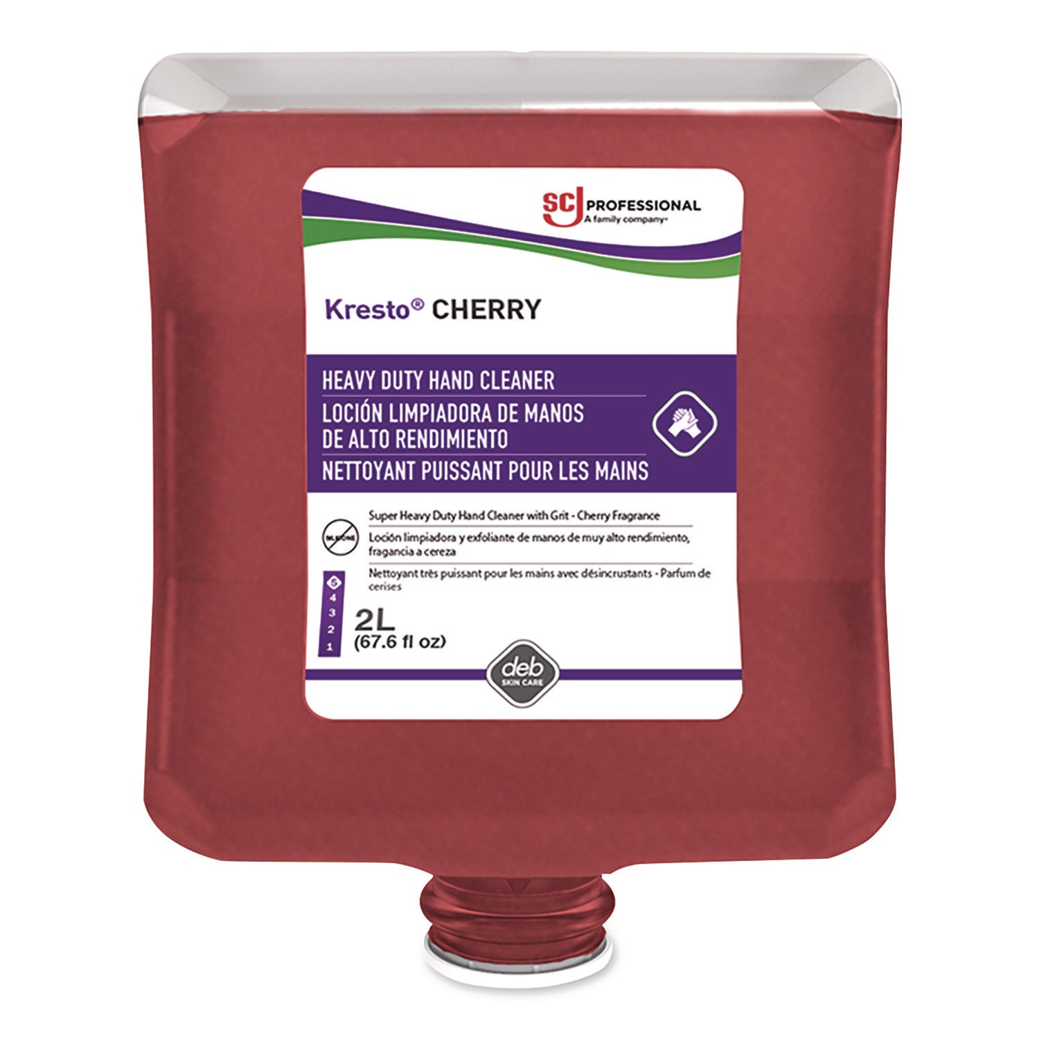 Kresto Cherry Heavy Duty Hand Cleaner Manual Cartridge, Cherry Scent, 2 L Cartridge Refill, 4/Carton
