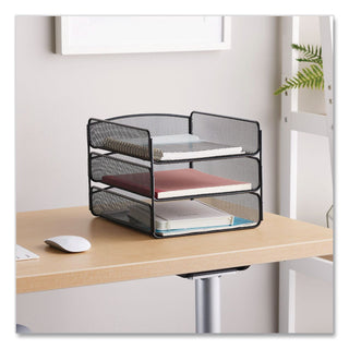 Onyx Desk Tray, 3 Sections, Letter Size Files, 9.25" x 11.75" x 8", Black