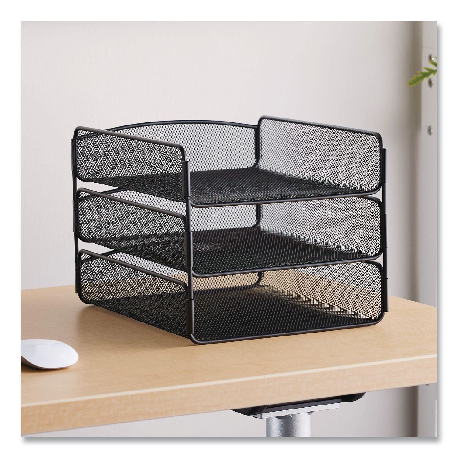 Onyx Desk Tray, 3 Sections, Letter Size Files, 9.25" x 11.75" x 8", Black