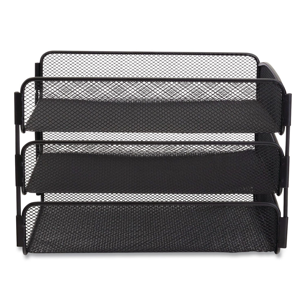 Onyx Desk Tray, 3 Sections, Letter Size Files, 9.25" x 11.75" x 8", Black