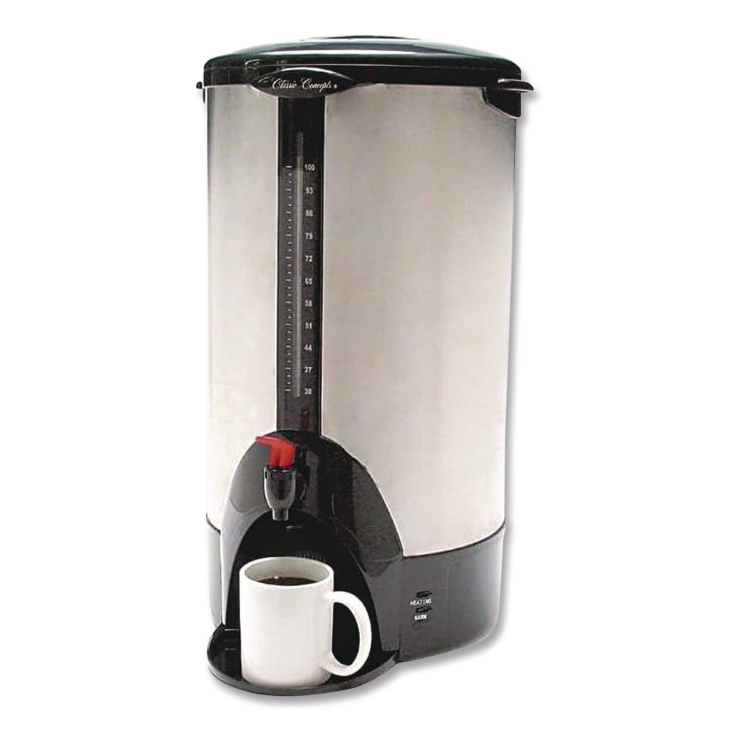 Home/Business 100-Cup Double-Wall Percolating Urn, Stainless Steel