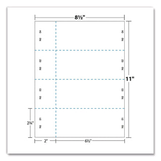 Jumbo Micro-Perforated Event/Raffle Ticket, 90 lb Index Weight, 8.5 x 11, White, 4 Tickets/Sheet, 250 Sheets/Pack