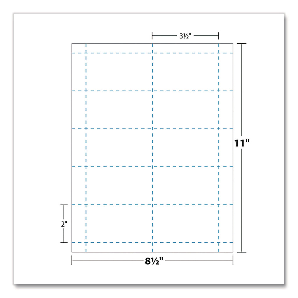 Printable Microperforated Business Cards, Copier/Inkjet/Laser/Offset, 2 x 3.5, White, 2,500 Cards, 10/Sheet, 250 Sheets/Pack