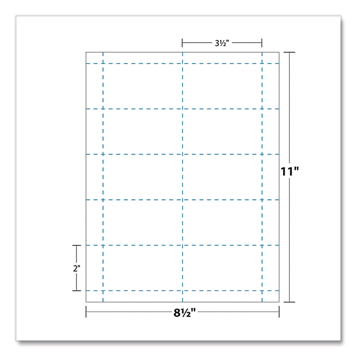 Printable Microperforated Business Cards, Copier/Inkjet/Laser/Offset, 2 x 3.5, White, 2,500 Cards, 10/Sheet, 250 Sheets/Pack