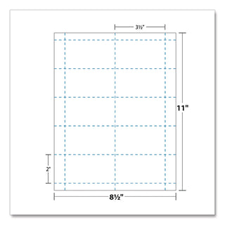 Printable Microperforated Business Cards, Copier/Inkjet/Laser/Offset, 2 x 3.5, White, 2,500 Cards, 10/Sheet, 250 Sheets/Pack