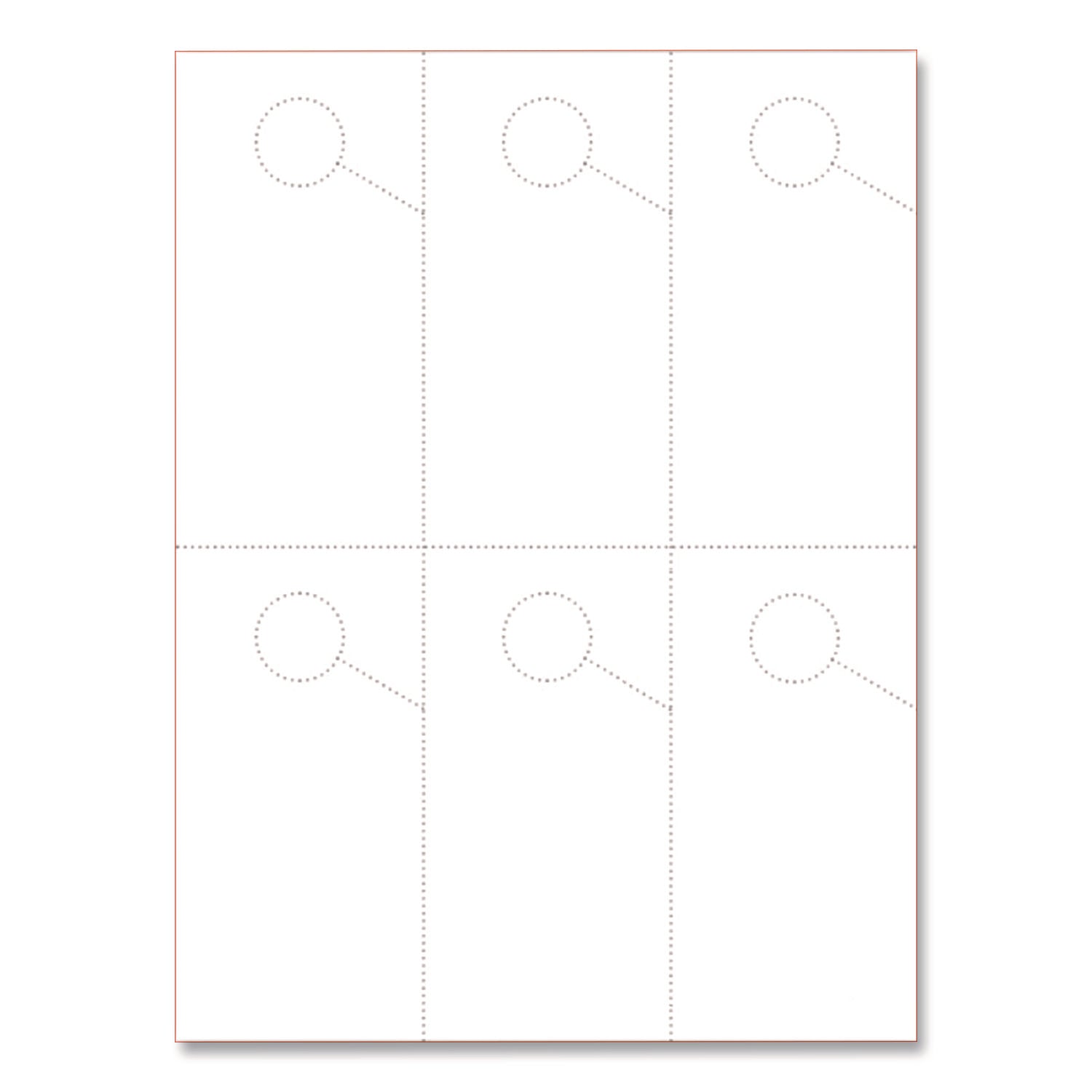 Micro-Perforated Parking Pass, 110 lb Index Weight, 8.25 x 11, White, 6 Passes/Sheet, 50 Sheets/Pack
