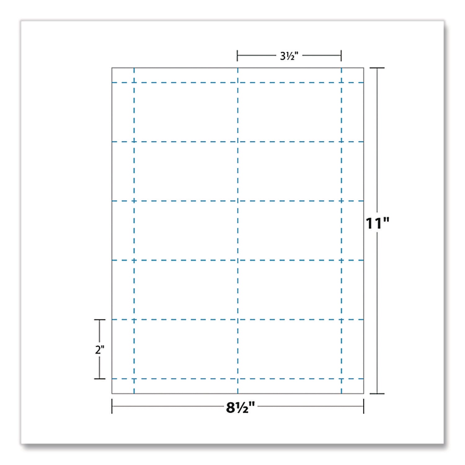 Printable Microperf Business Cards, Copier/Inkjet/Laser/Offset, 2 x 3.5, White, Bristol, 1,000 Cards, 10/Sheet, 100 Sheets/PK