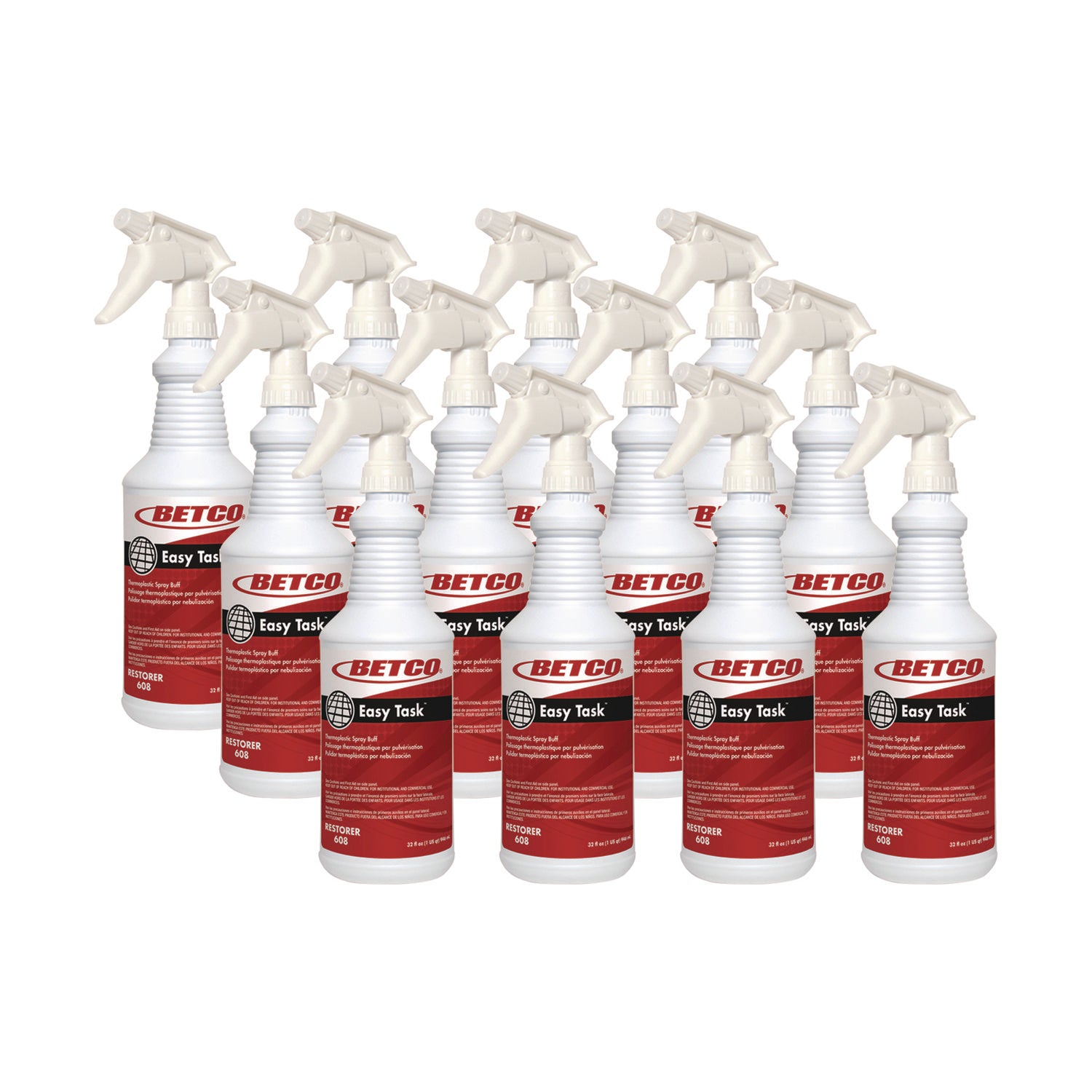 Easy Task Floor Finish, Clean Bouquet, 32 oz Bottle, 12/Carton