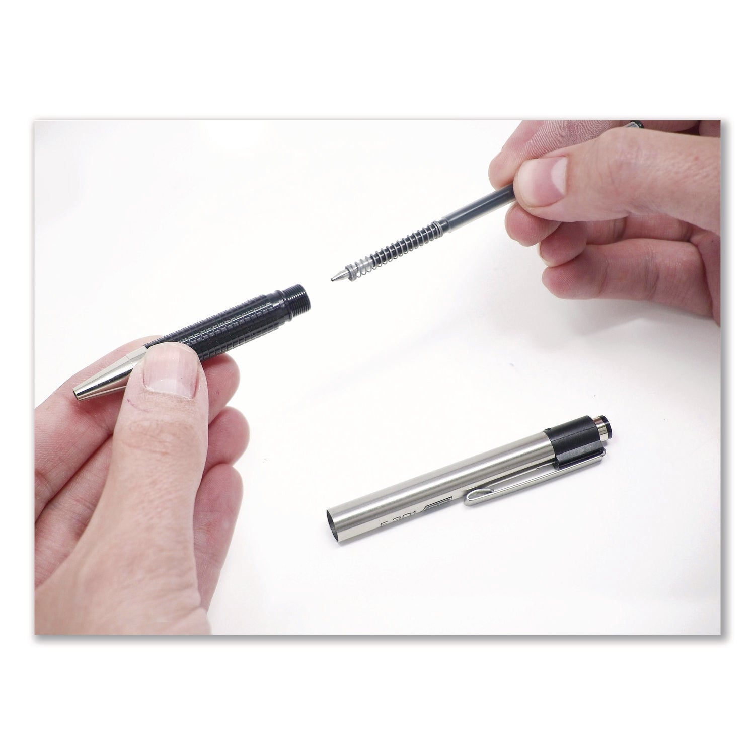 Zebra STEEL 3 Series F-301 Retractable Ballpoint Pen - Fine Pen Point - 0.7 mm Pen Point Size - Refillable - Retractable - Black - Stainless Steel Barrel - 1 Each