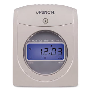 UB2000 Electronic Calculating Time Clock Bundle, LCD Display, Gray